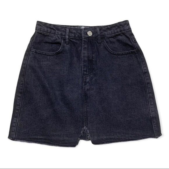 Missguided Denim Skirt Black Size 4 Mirco Mini Bratz High Waisted Shark Bite - Picture 2 of 7